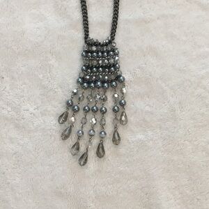 Elegant Silver and Gray Beaded Necklace